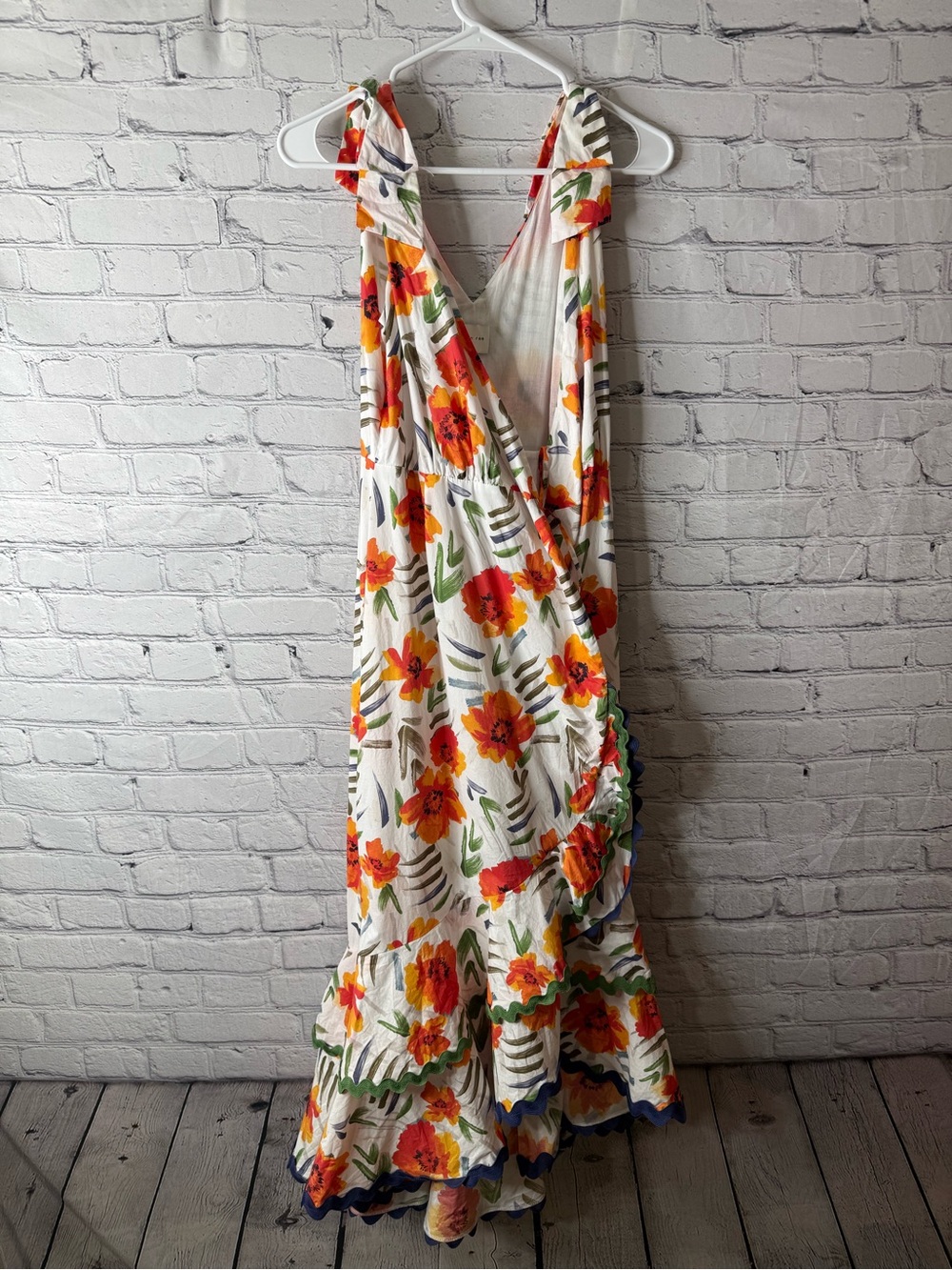 Adelyn Rae Anastasia  Wrap Maxi Dress - White with Orange Floral large